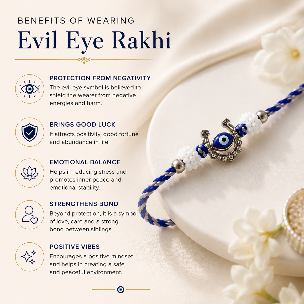 Evil Eye Rakhi – Handcrafted Nazar Suraksha Bracelet for Brother