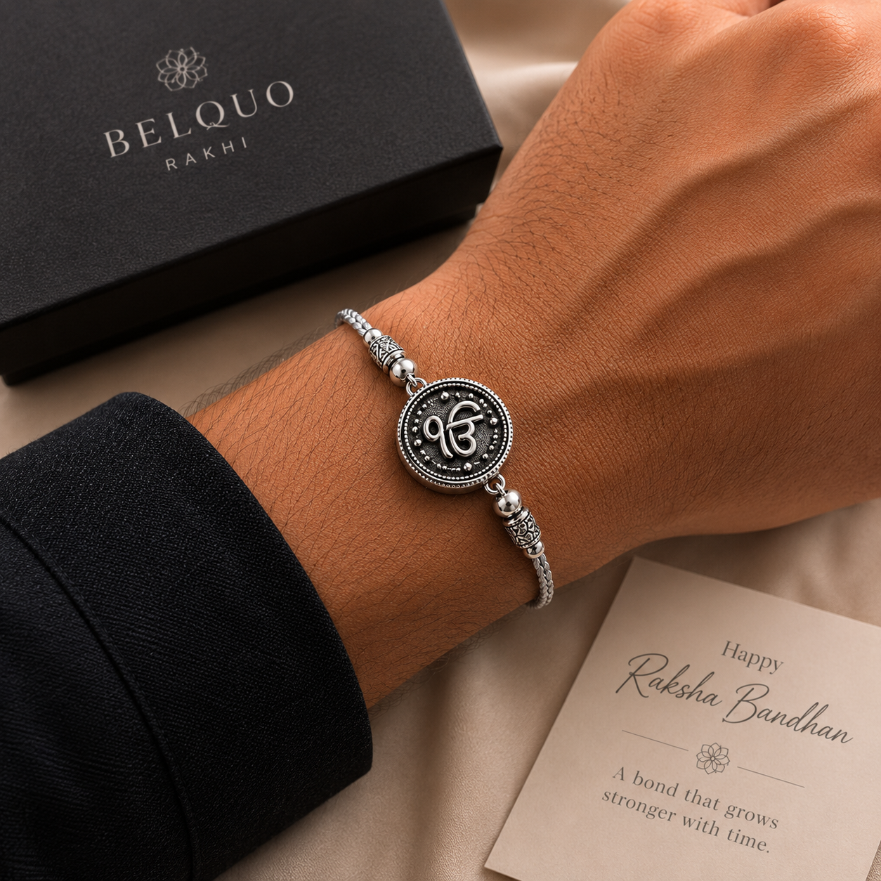 Ik Onkar Silver-Tone Rakhi