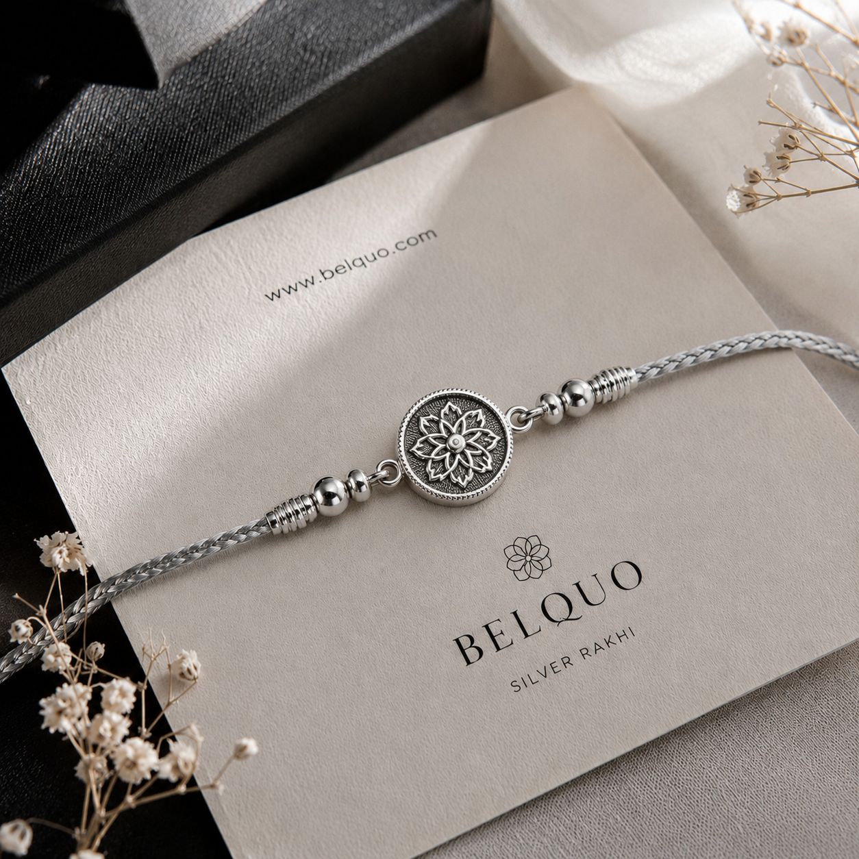 Royal Floral Silver-Tone Rakhi