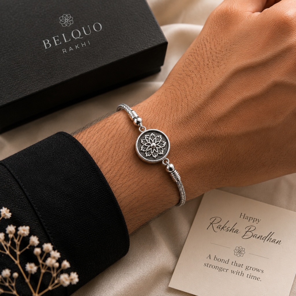 Royal Floral Silver-Tone Rakhi