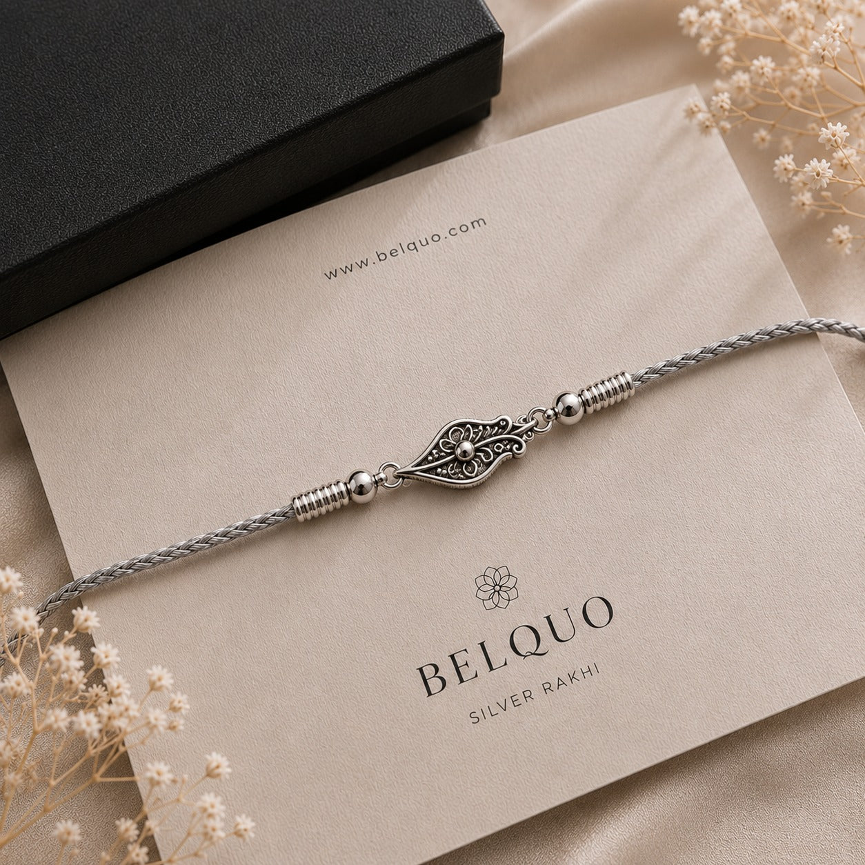 Tiny Forest Flower Silver-Tone Rakhi