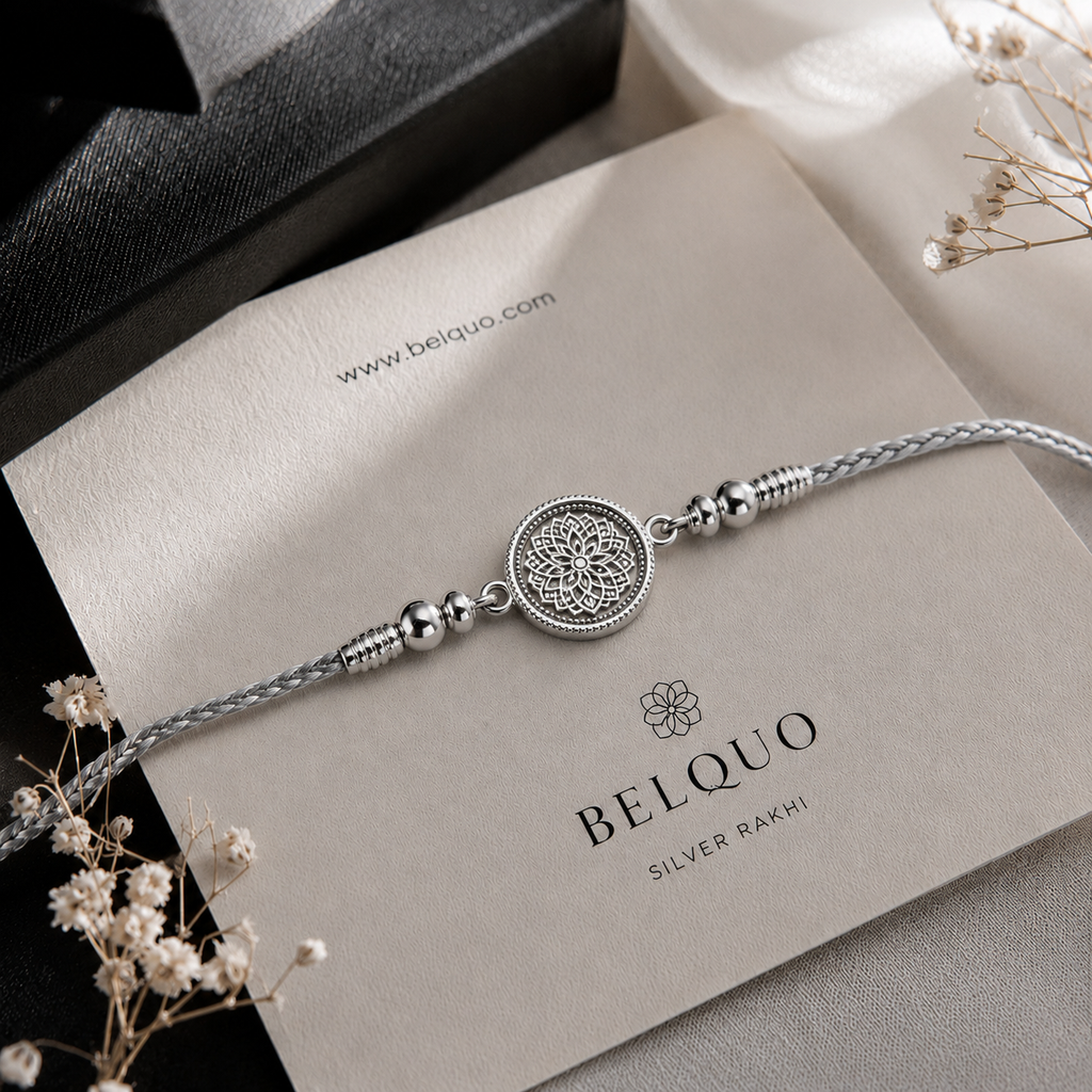 Lotus Mandala Silver-Tone Rakhi