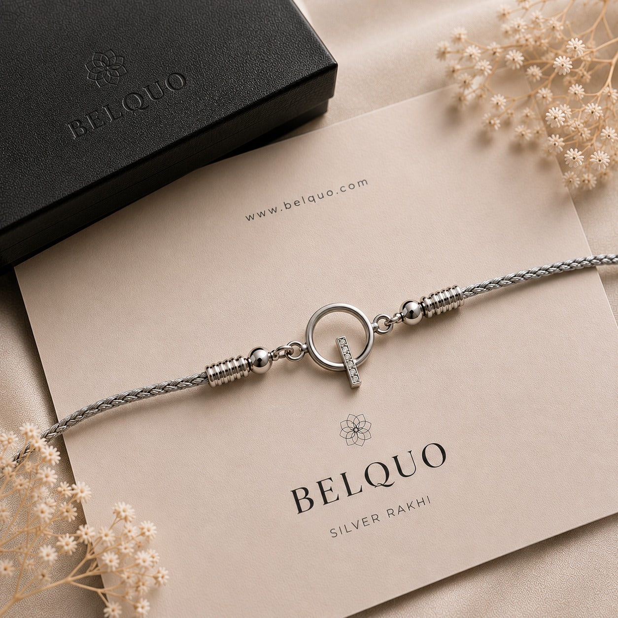 Belquo Exclusive Silver-Tone Rakhi