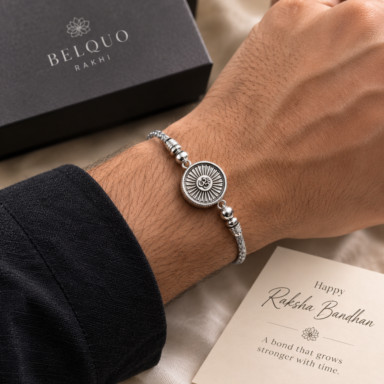 Divine Om Silver-Tone Rakhi